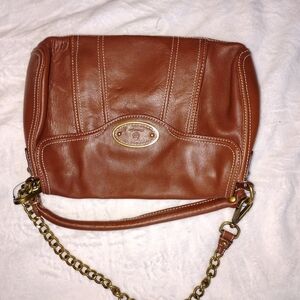 Talbots Tan Leather Shoulder Bag with Gold Chain